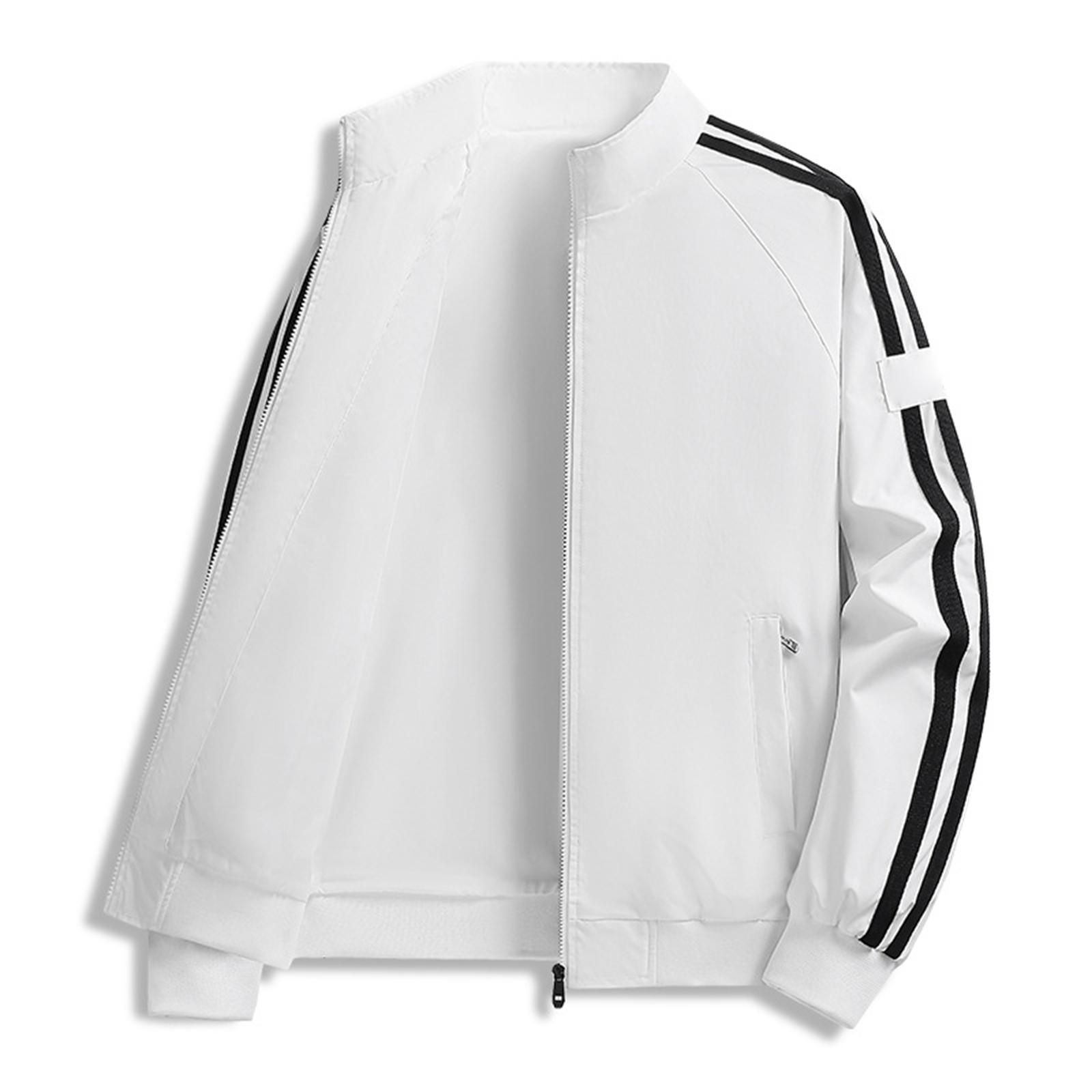 

Мужская бейсбольная куртка, рабочая куртка, повседневная спортивная мода, двубортное пальто XL белый