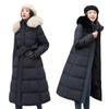 Winter New Down Cotton-padded Clothes Women's Long Over-knee Large Fur-neck Cotton-padded Clothes Thickened Loose Large-size Cotton-padded Jacket