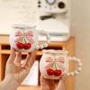 Geprägte Schleife Kirsche Keramiktasse Rosa Mädchenherz Bürotasse Unterglasur Keramiktasse Souvenir