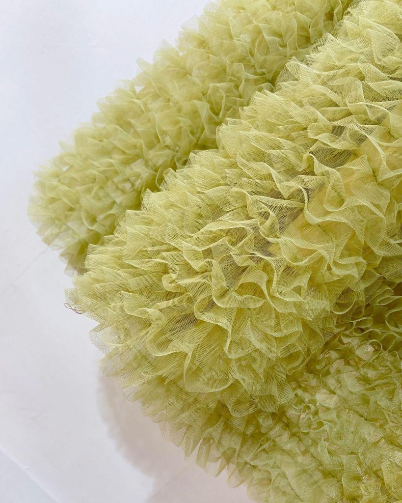 Sweet Apricot Embroidered Mesh Ruffle Midi Skirt - Fluffy, Layered and Versatile for Autumn/Winter