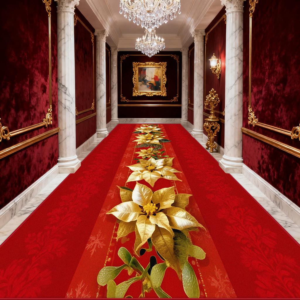 Hallway Carpet Golden Flower Red Hall Carpet Path To Floor in The Corridor Runner Rug Doorway Kitchen Aisle Mat Size