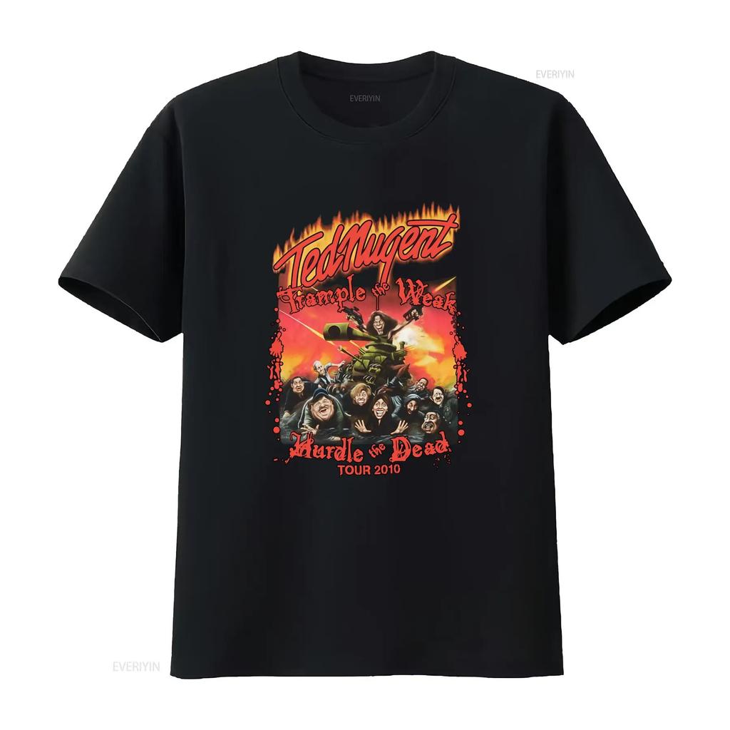 Ted Nugent Temple of the Weak Hurdle Dead Tour 2010 Baumwolle Schwarz Vollgröße T-Shirt Gedehnt