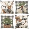 45X45Cm Christmas Throw Pillow Cover Christmas Tree Elk Snowman Print Pillow Cover Home Decoration Cushion Cover Single Pillow Cover Coreless