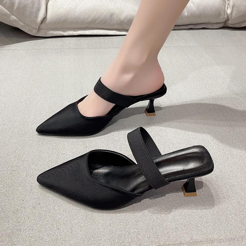 Móda Elegantní Dámské Vysoké Podpatky Dámské Slingback Mules Sexy Tenké Podpatky Párty Luxusní Svatební Boty Dámské Sandály Zapatos Mujer