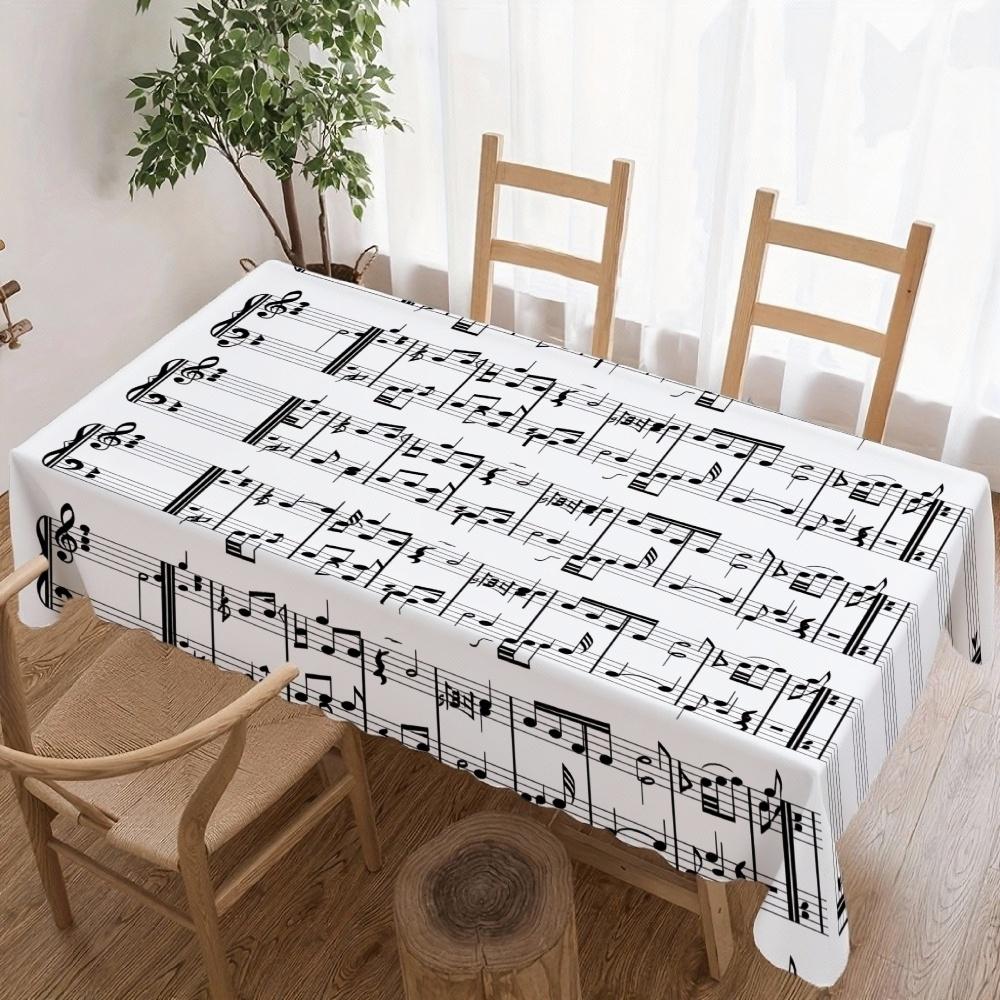Muzieknoten Patroon Rechthoekige Tafelkleed voor Tafeldecoratie Keuken Eetkamer Waterdicht Herbruikbaar Tafelkleed voor Tafels Feestdagen 140x180cm