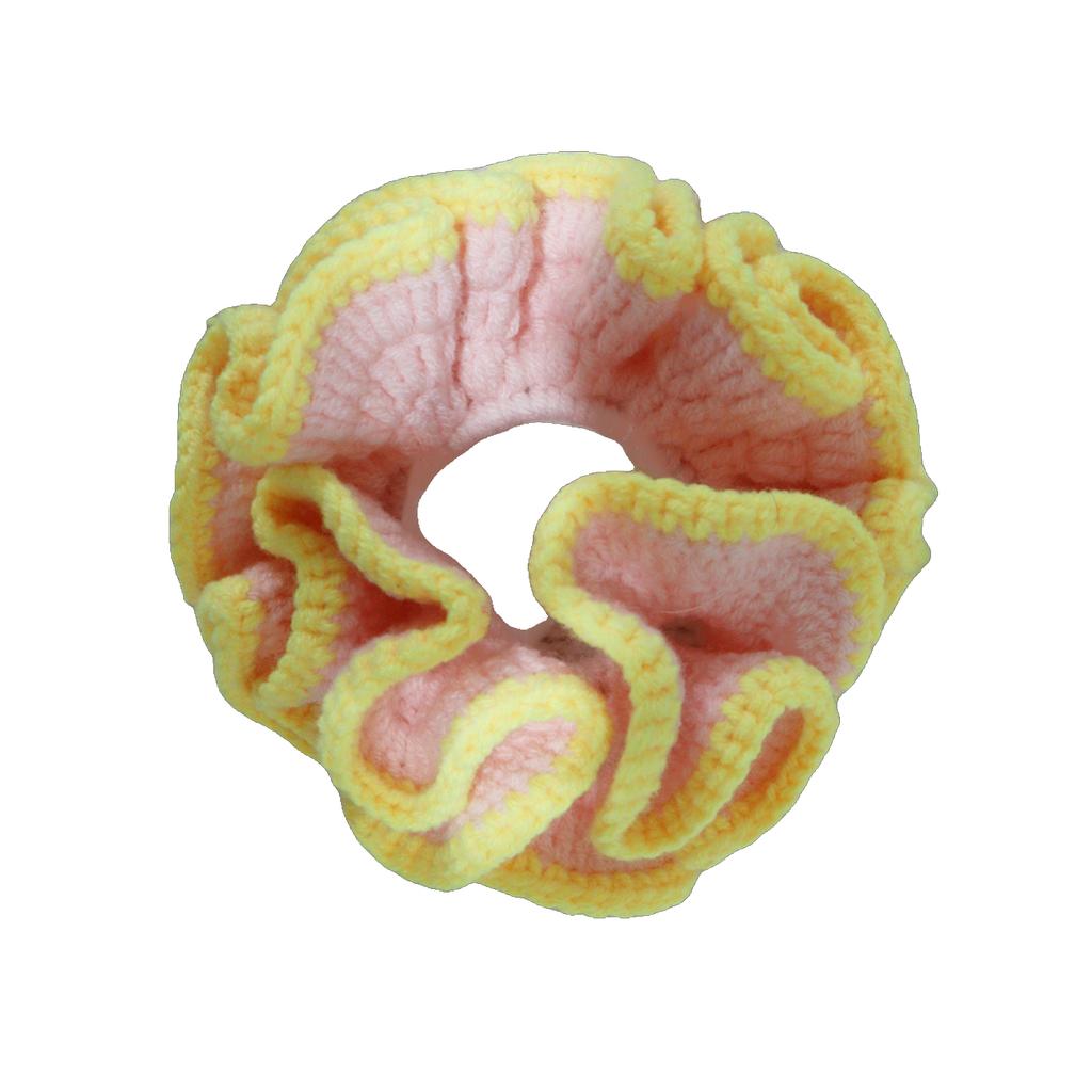 Colorful Knit Hair Scrunchies With Color Contrast Details Soft Hair Tie Elastic Bands Accesories For Women And Girls