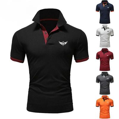 Camisa POLO Masculina de Verão de Manga Curta Moda Gola Alta Estampada Camisetas de Manga Curta Homem