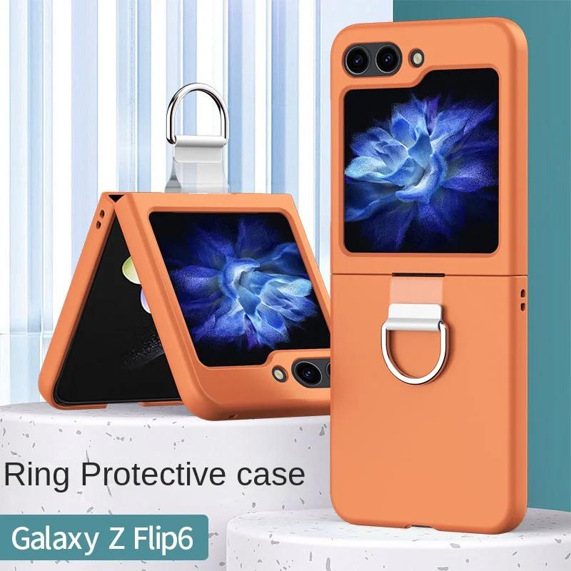 Hard Shell Plastic Ring Phone Case for Samsung Galaxy Z Flip 7FE 6 5 4 3 Flip6 Flip5 Flip4 Flip7 5G Protective Shockproof Cover