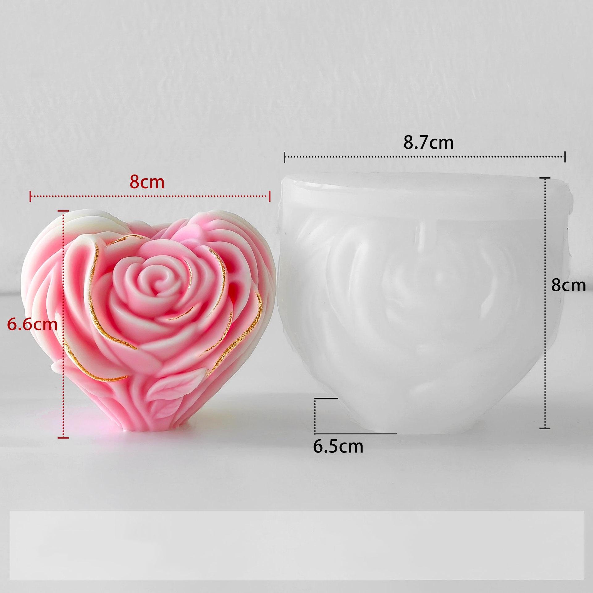 

3D Rose Heart Aromatherapy Candle Silicone Mold Heart-shaped Silicone Mold DIY Valentine s Day Gift