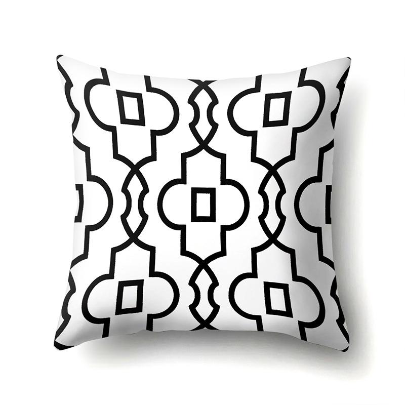 Polyester Pillow Case Car Decoration Home Printed Black and White Geometric Car Cushion Head Cushion Cover