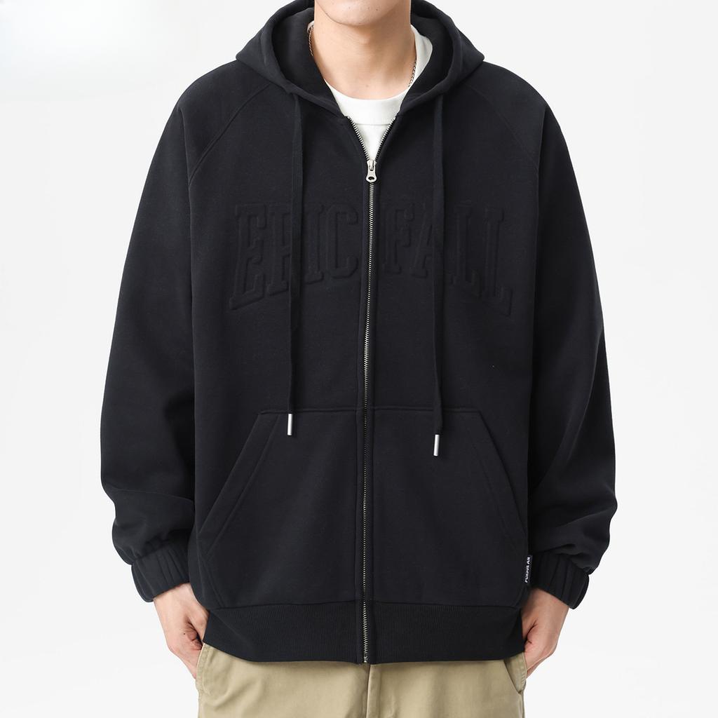 American Heavy Austrian Fleece Zipper Sweater Men'S Spring And Autumn Tide Brand Fleece Thickened Hooded Cardigan Jacket