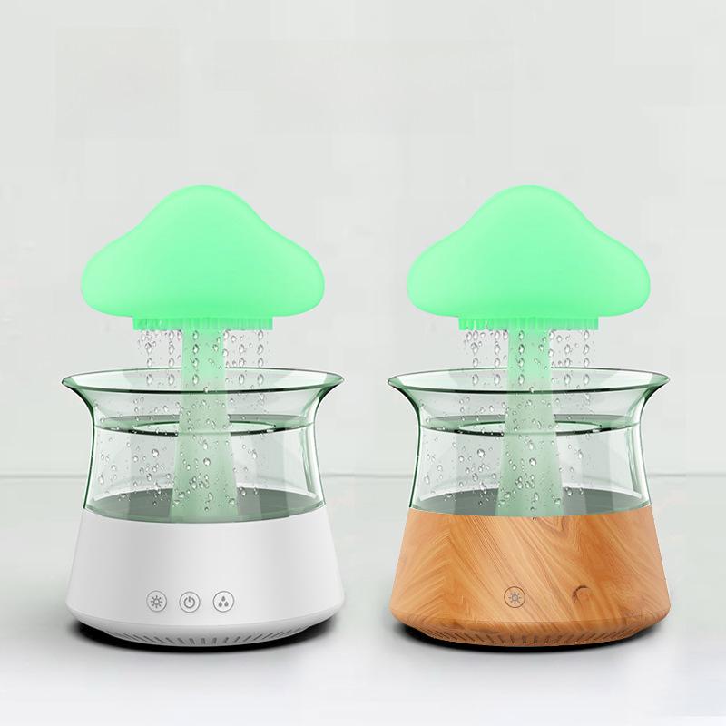 Yağmur Bulutu Aromaterapi Nemlendirici: Renkli Mantar Lambası ve Esansiyel Yağ Difüzörü