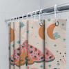 Modern Bathroom Decor: Pink Butterfly Shower Curtain Set With Moon And Stars Print Blue Flowers And Leaves Design For Bathroom W