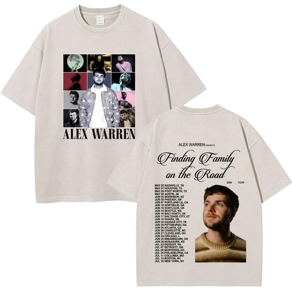 Singer Alex Warren 2026 Tour Print Tees Unisex Unisex Hiphop Tshirt Summer Cotton Loose Casual Vintage Washed Tshirts Streetwear
