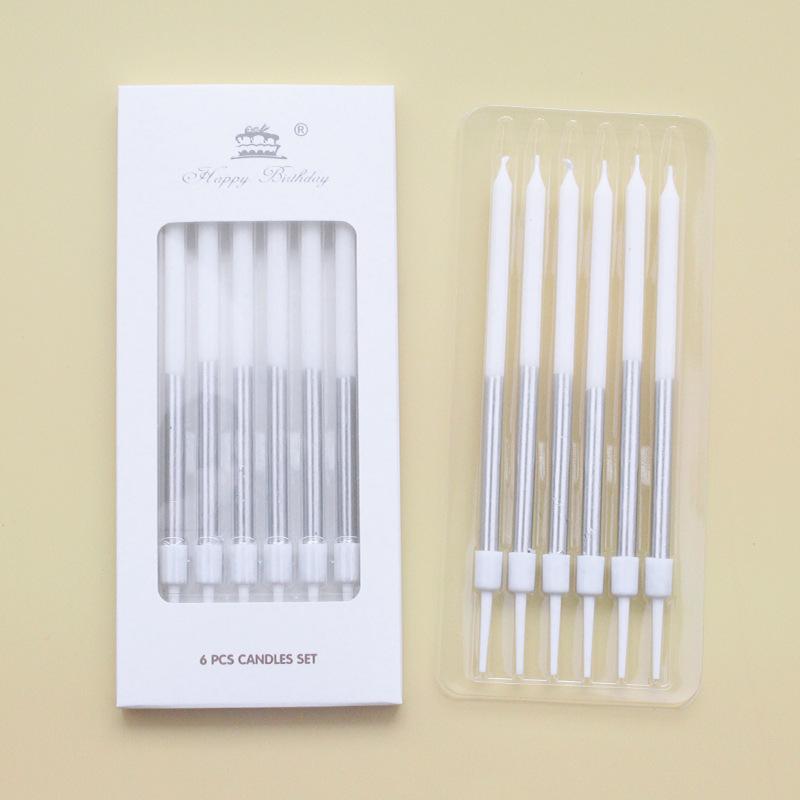 

New High-end Pencil Candle, 6-piece Gold-plated Long Cake Decoration Birthday Candle In Paper Box A8 Gold + Black Candle