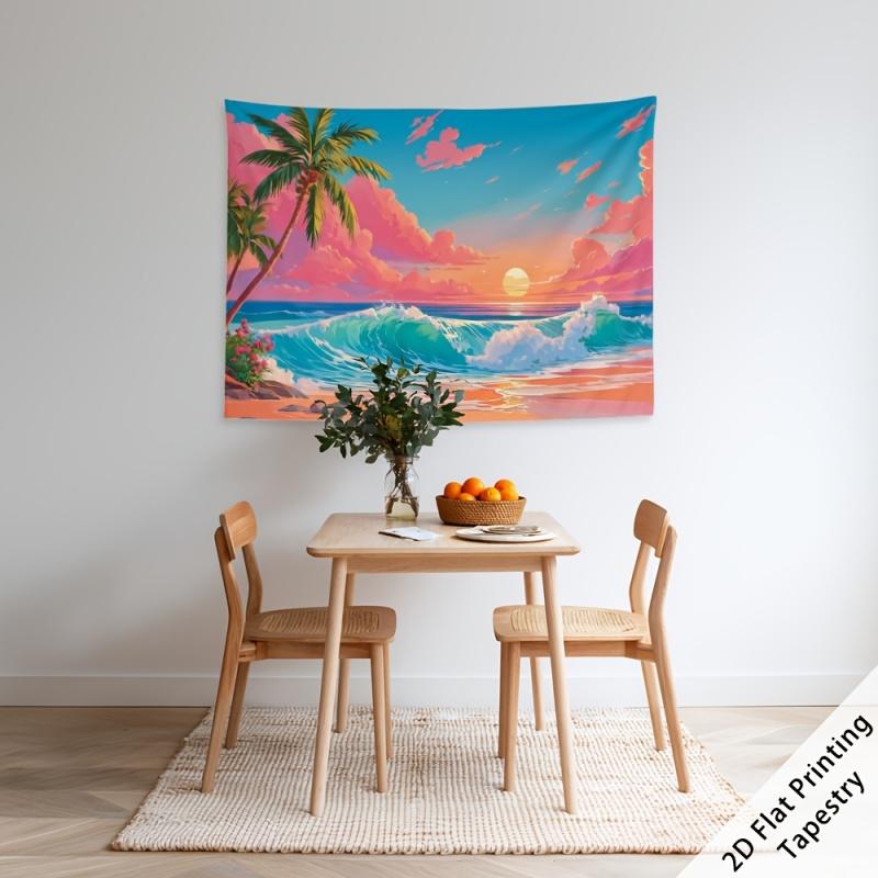 Tropical Beach Wave Landscape Photography Background Summer Wall Tapestry Living Room Polyester Fiber Wall Hanging 100X70CM