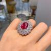 Elegant Pigeon's Blood Red Gemstone Jewelry Set: Ring, Necklace, Earrings - Trendy Style