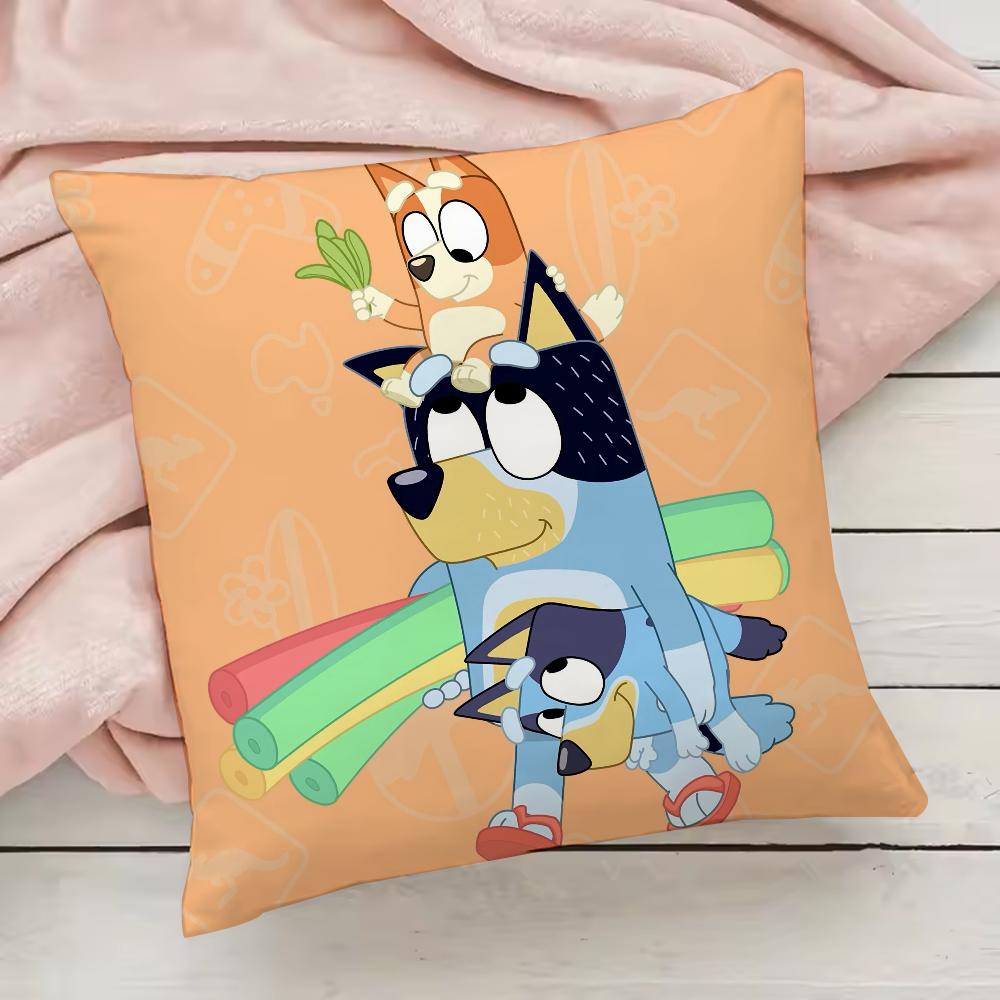 Bluey-B-B-Blueys Pillow Case Pillowcase Anti-dustmite Pillow Invisible Zipper Silky Short Plush Sofa Cushion Cover