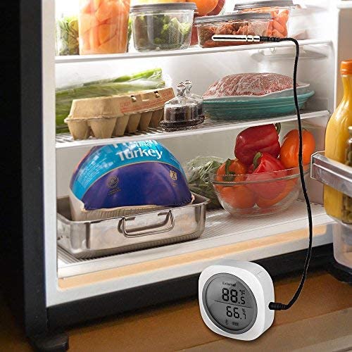 Inkbird Bluetooth Thermometer/Hygrometer mit Smart Sensor, Großem LCD-Bildschirm, Datenlogger, Wasserdichter externer Fühler, Alarmfunktion, Magnet, Graph Re