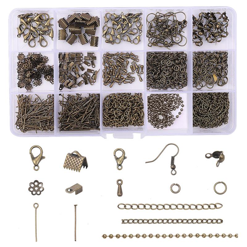 Set di 15 pezzi di strumenti per gioielli in metallo fatti a mano per bracciali e collane fai da te