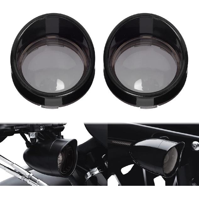 HDBUBALUS Smoked Turn Signals Lens Cover Visor Bezels Light Covers Indicators Lens Fit for Harley Touring FLHX Sportster Softail Dyna Gloss Black