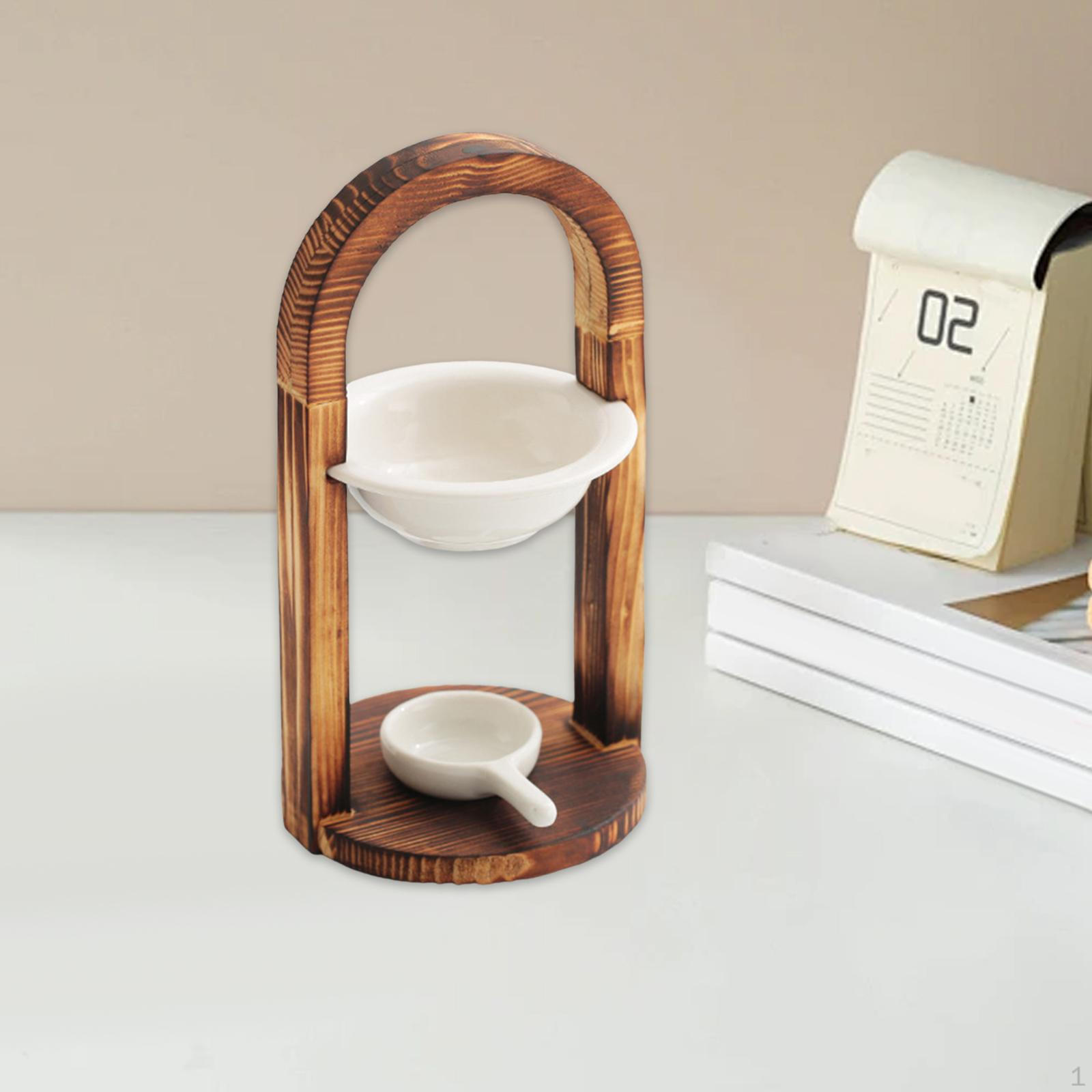 

Essential Oil Burner Decorative Diffuser for Meditation Bedroom Bathroom Wood Color Brown