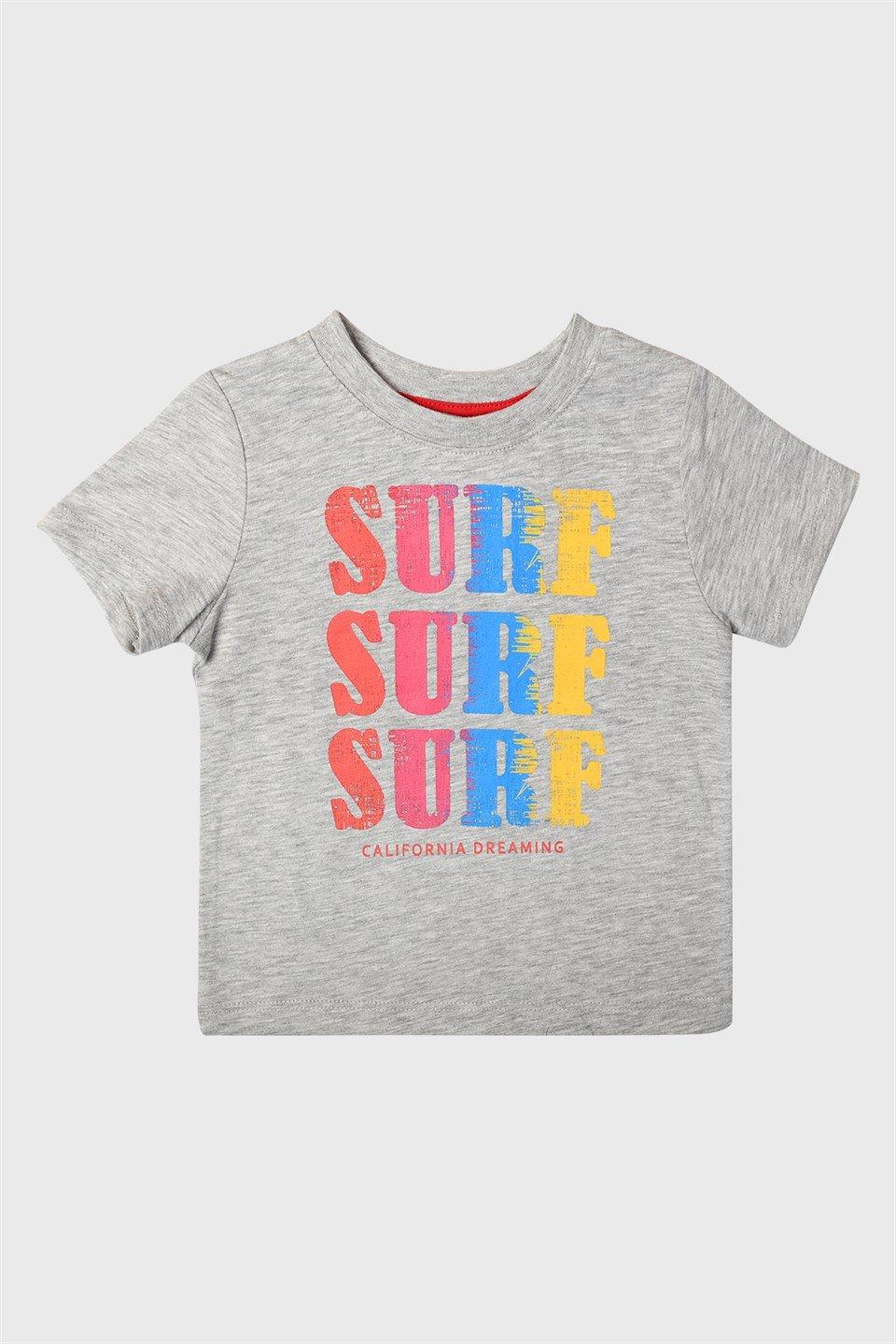 

Серая меланжевая футболка с принтом Surf 1-2 Years - 86/92 серый