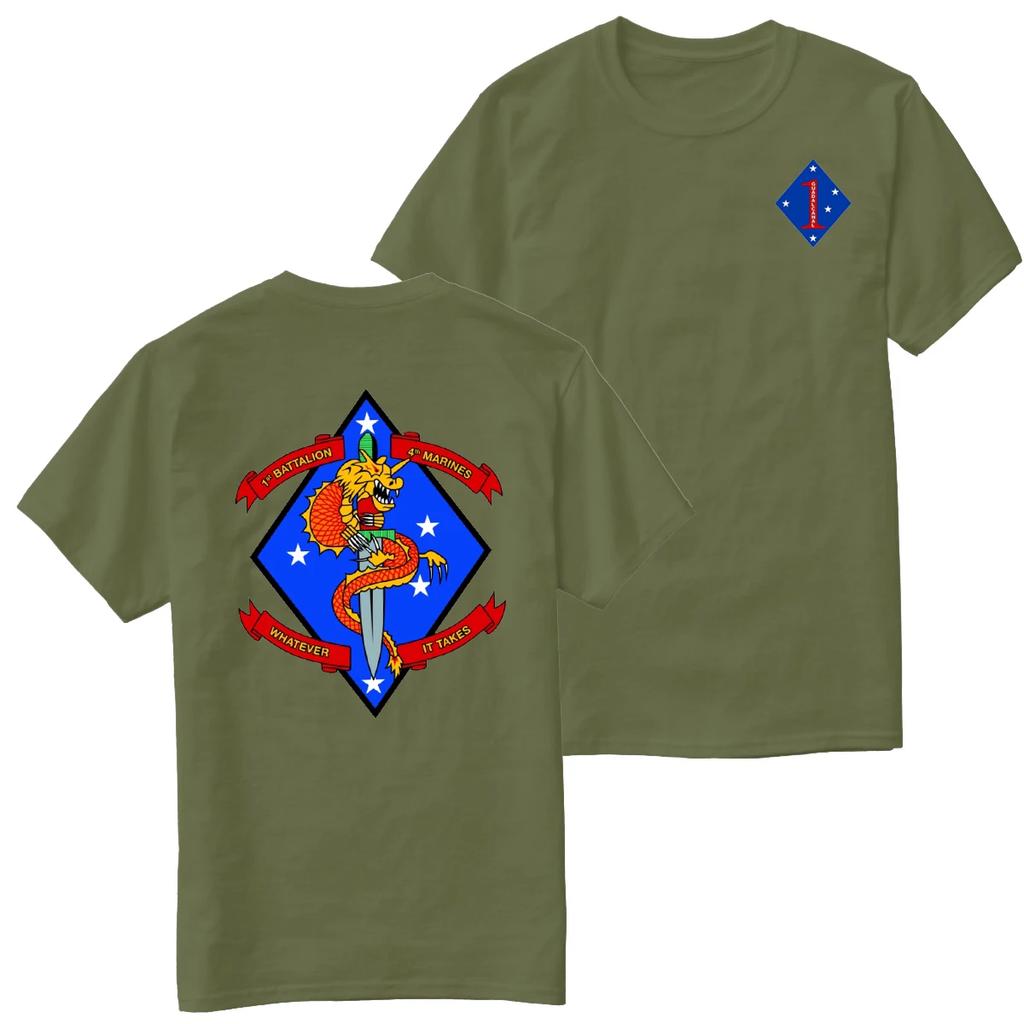 US Marine Corps  1st Battalion 4th Marines Regiment TShirt 100 Cotton ONeck Short Sleeve Summer Casual Mens Tee Streetwear