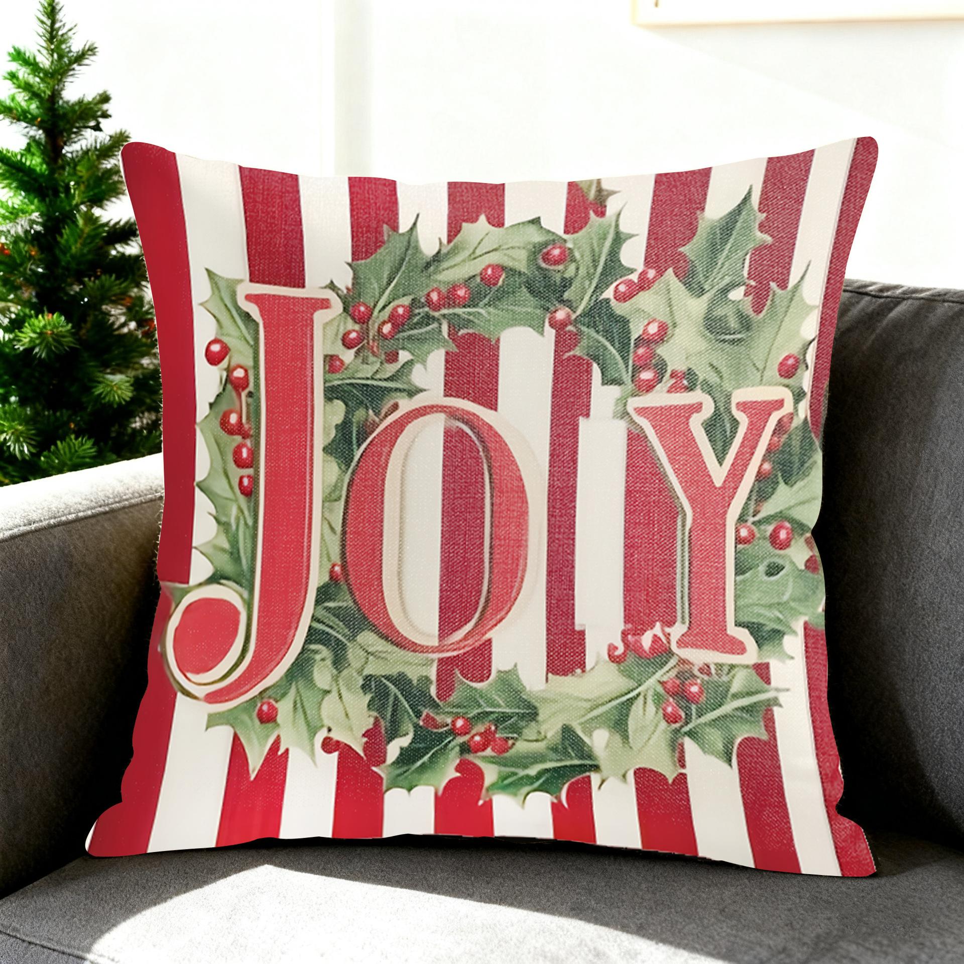 

Высококачественная рождественская наволочка без наполнителя, льняная прикроватная подушка, диванная подушка 45 * 45-Linen single-sided (pillowcase)