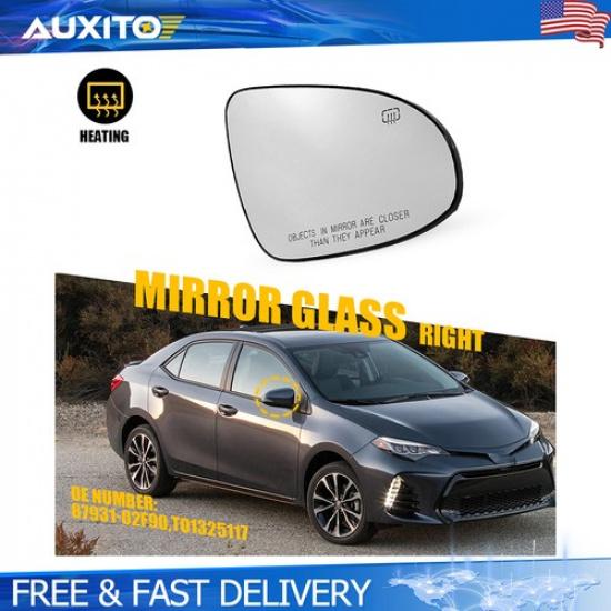 Passenger Side Heated Mirror Glass Fits Toyota Corolla 2014-18  TO1325117