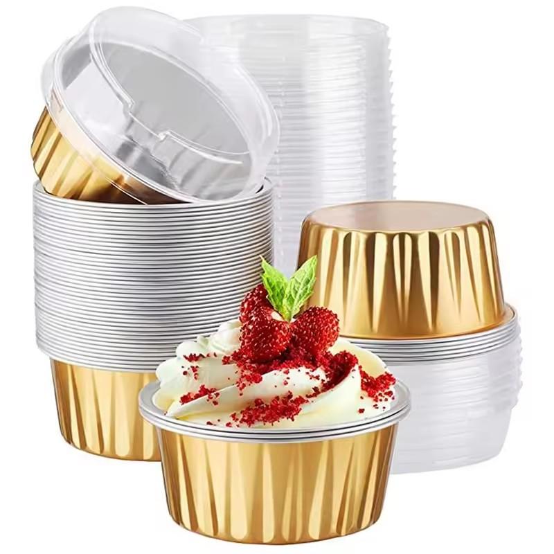 50 Unidades Mini Forminhas de Bolo Forminhas de Alumínio para Cupcake Forminhas de Papel para Assar Caixas para Muffins Forminhas de Pudim Antiaderentes para Sobremesa Ferramentas de Cozinha