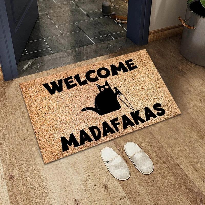 Cartoon Ins Style Cat Knife Welcome Rugs Kitchen Front Door Mats Living Room Bedroom Entry Doormat Washable Non-slip Floor Mat
