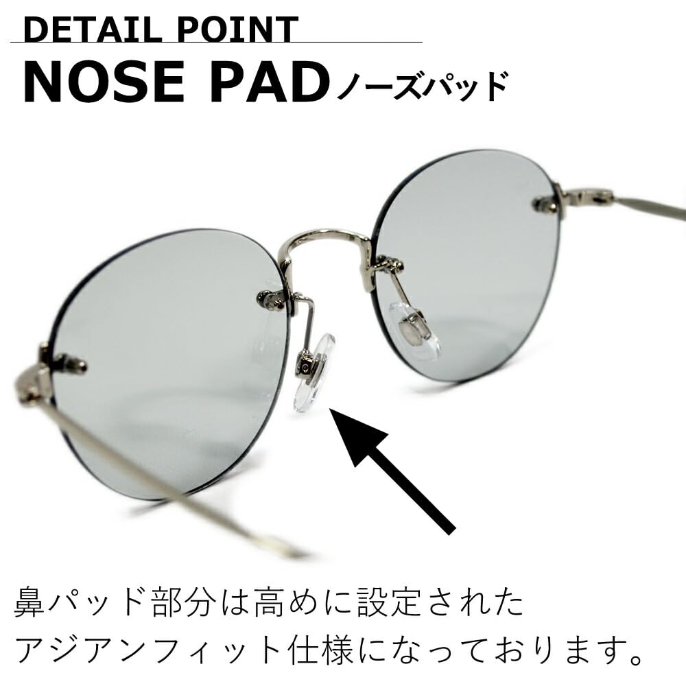 [MERRY PLEASURE] Sunglasses for Men and Women, UV Protection, Rimless, Oval Shape, Ultra-Lightweight (Weight 20g), Tinted Lenses, SILVER×Lt.SMOKE