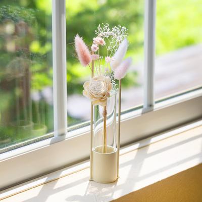 TETSUNAGI Flower Vase & Mini Bouquet Set (Made In Tsubame-Sanjo) - Gift, Handmade Flower Arrangement, Dried Flower Vase, Made In Japan, Stylish