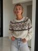 Autumn and winter new retro Nordic jacquard design daily stacking casual outer jacquard knitted sweater women
