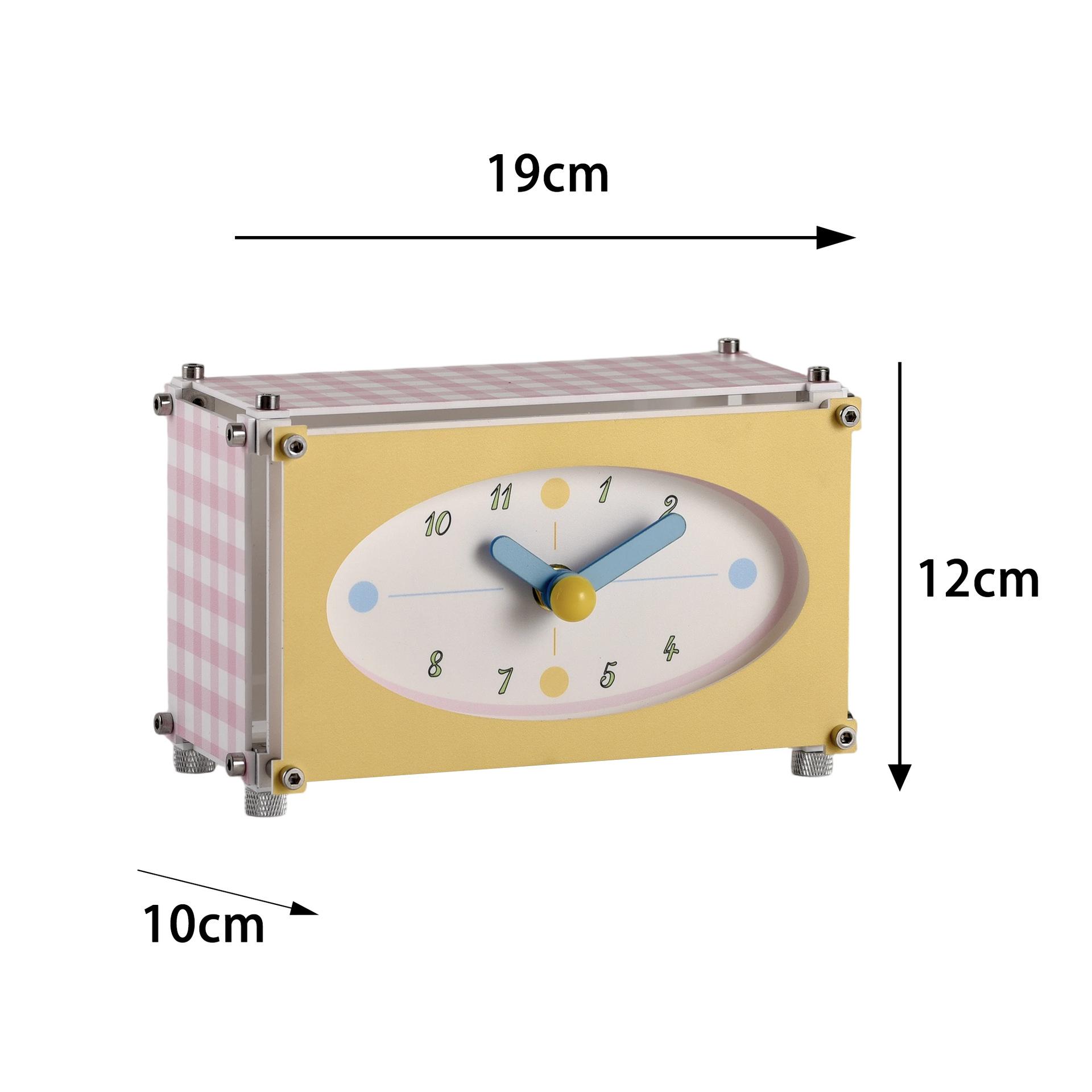 

Cute Pastel Desk Table Clock with Metal Frame Silent Quartz Movement Room Decoration Table Clock for Living Room Home Decor Gift