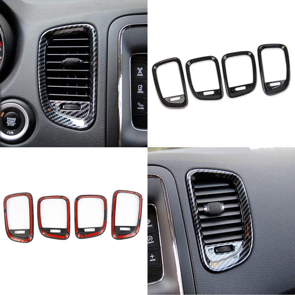Carbon Fiber Dashboard Air Vent Cover AC Outlet Trim Kit for Dodge Durango 2011-2020