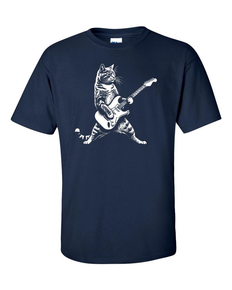 Rock Band Cat Playing Electric Guitar TShirt 2XL