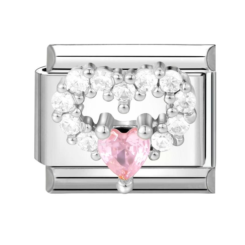 Shiny Y2K Zircon Butterfly Leaf Moon Cat Flower Fish Italian Charm Links Fit 9mm Stainless Steel Bracelet Women DIY Making Gifts