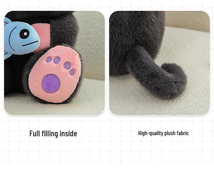 Internet Celebrity Black Cat Plush Doll - Funny Devil Kitty Children's Toy