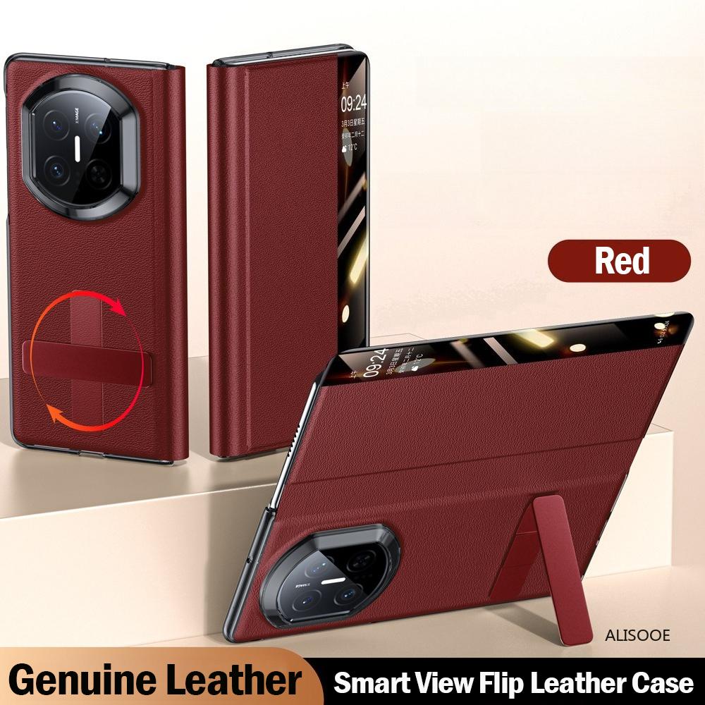 For Huawei Mate X7 Case Genuine Leather Smart View Magnetic Flip Leather Kickstand Phone Cover Capa Funda