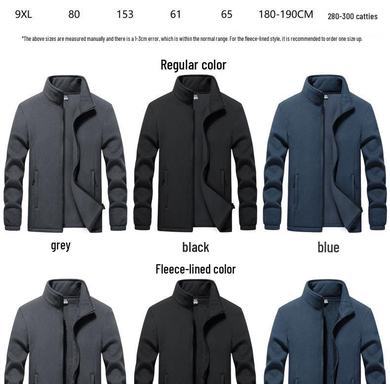 Pánská nadměrná oboustranná fleecová mikina kardigan v evropském a americkém stylu