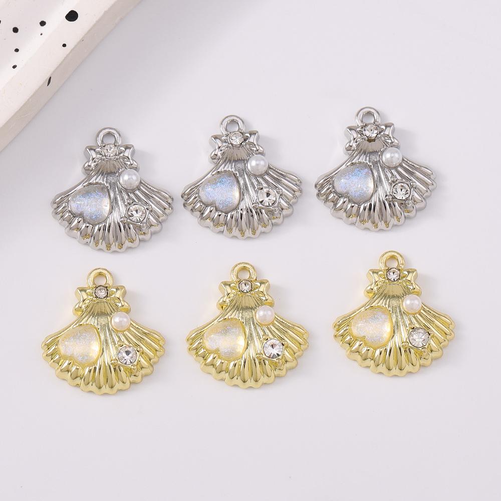 5pcs Fashion Gemstone Pearl Shell Pendants Charms for Jewelry Making Necklace Earrings Bracelet DIY Handmade Accessories