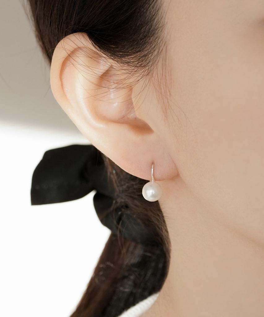 Alleun Silver 925 Hoop Pearl Earrings Nucleated Pearl 6Mm 8Mm