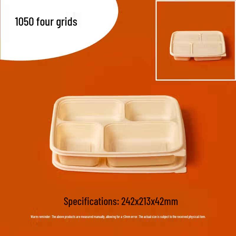 Biodegradable Corn Starch 4-Compartment Meal Box