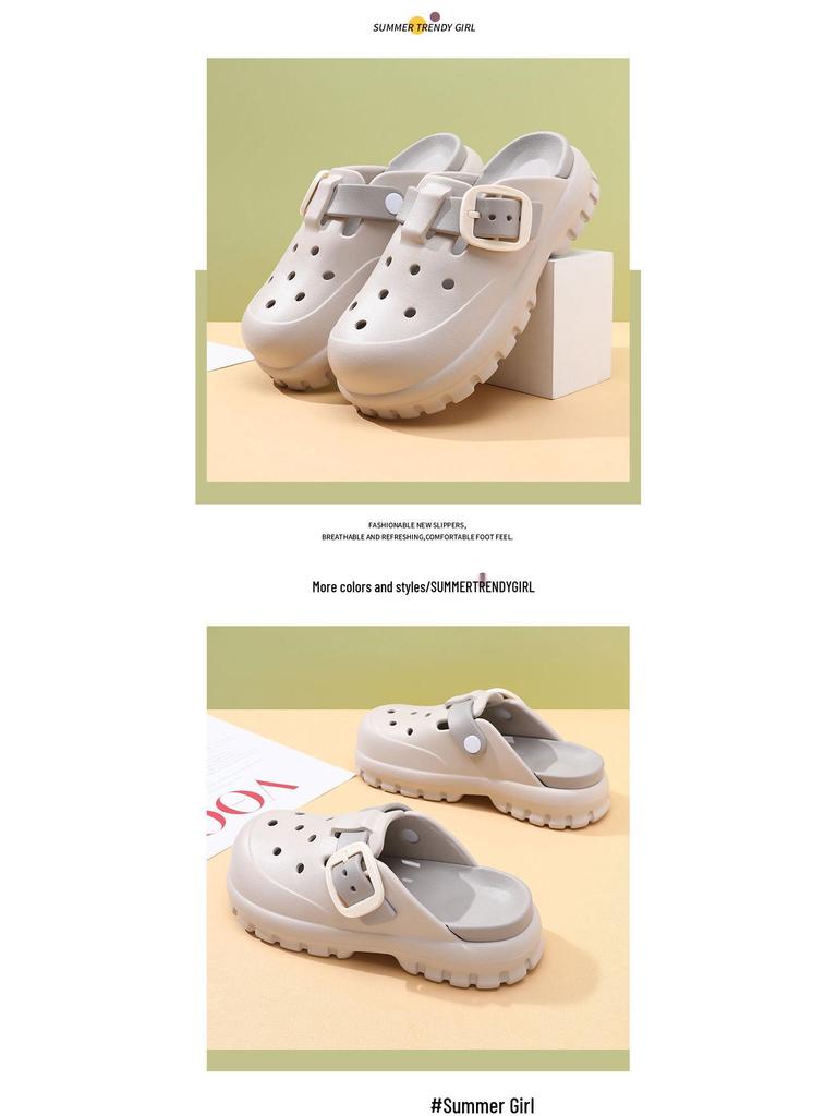 2024 Women's Non-slip Wear-resistant Casual Round Toe Hole Shoes - Perfect for Outdoor Beach Activities