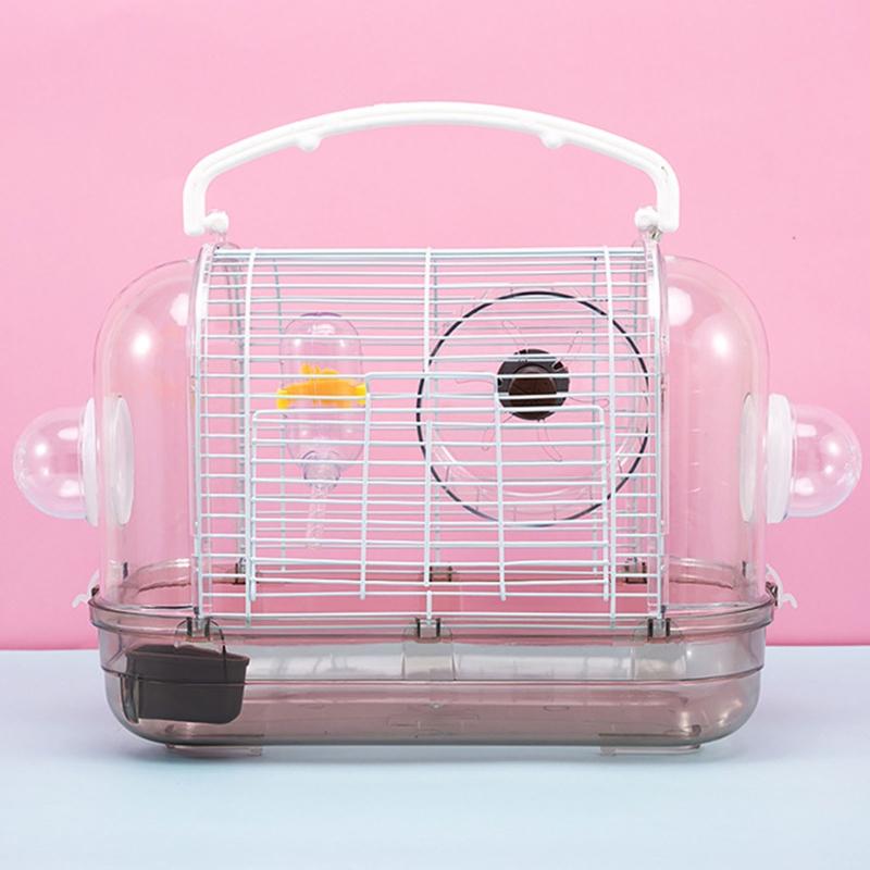 Hamster Cage Travel Carrier Portable Breathable Cage with Food Bowl Water Bottle Exercise Wheel for Gerbil Small Rat Small Pets