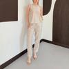 European and women's clothing new polka dot round neck sleeveless loose top high waist pocket straight pants set