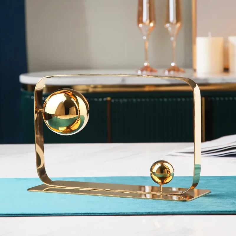 Geometrik Düzensiz Heykel Altın Küre Küp Paslanmaz Çelik Süs Dekoratif Figürler Ev Dekorasyon Aksesuarları