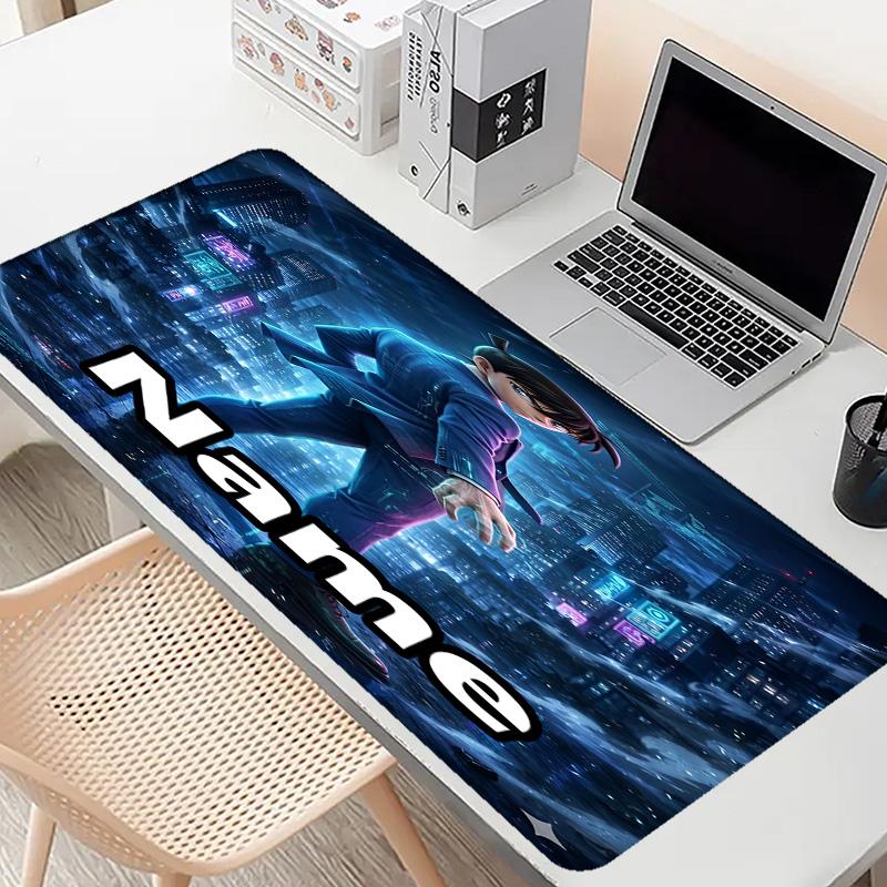 Custom Name Personalized Detective Conan Pattern Mousepad, Laptop PC Desk Mat, Decorative Desk Mat for Home Keyboard Pad Gift
